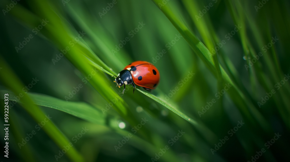 Ladybug on natural background. Illustration AI Generative.