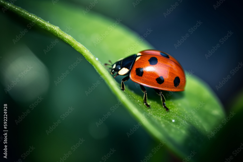 Ladybug on natural background. Illustration AI Generative.