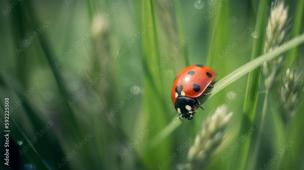 Ladybug on natural background. Illustration AI Generative.