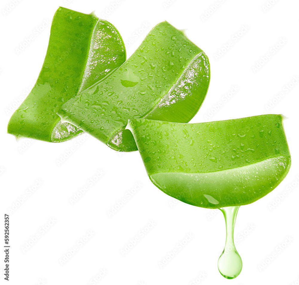 Aloe vera gel dripping from aloe vera slice