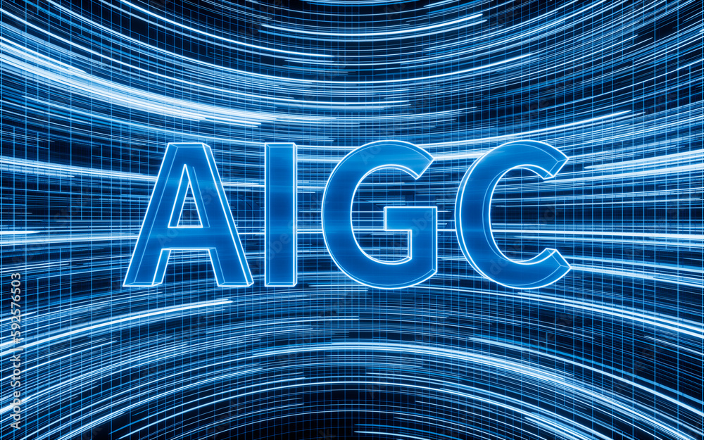 AIGC concept, font of AIGC, 3d rendering.