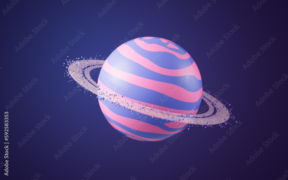 Cartoon style planet in the outer space, 3d rendering.