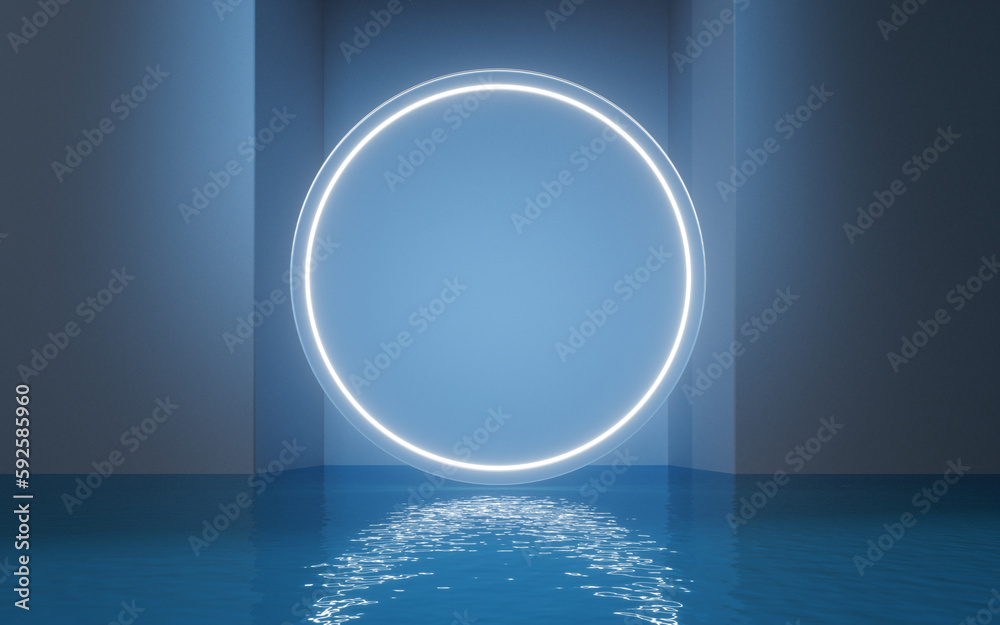 Water surface with light illuminated, 3d rendering.