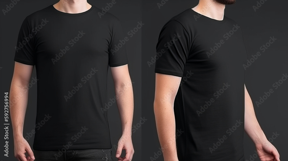 Black T-Shirt Mockup Template. Illustration AI Generative.