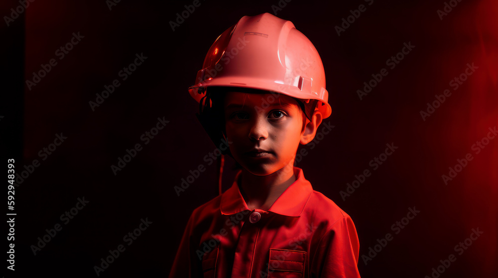 Cute engineer architect kid. Future career concept. ai generated.