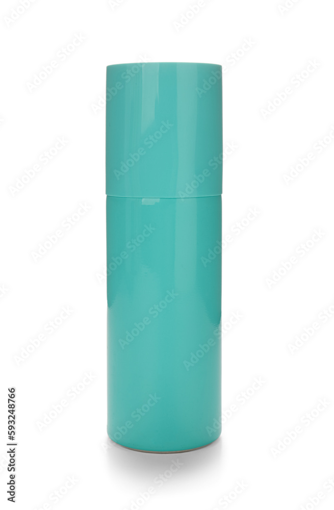 Bottle of hair spray on white background