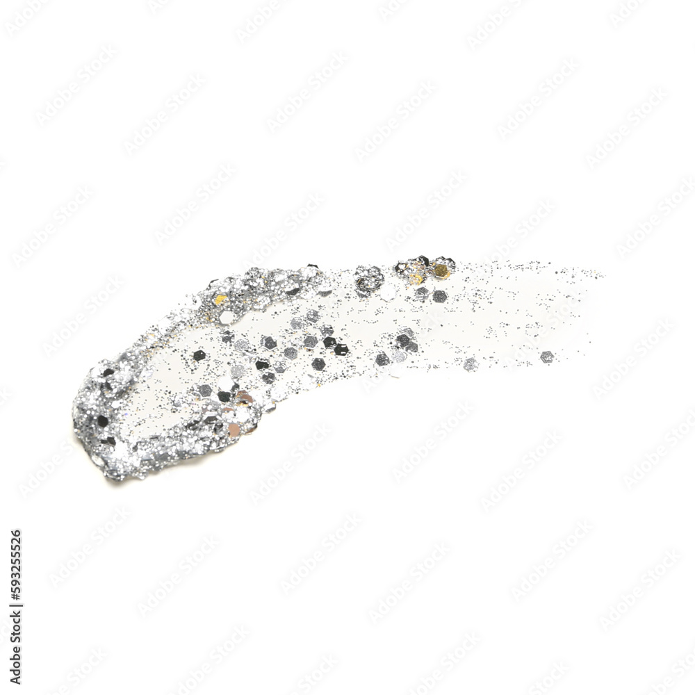 Silver glitter stroke on white background