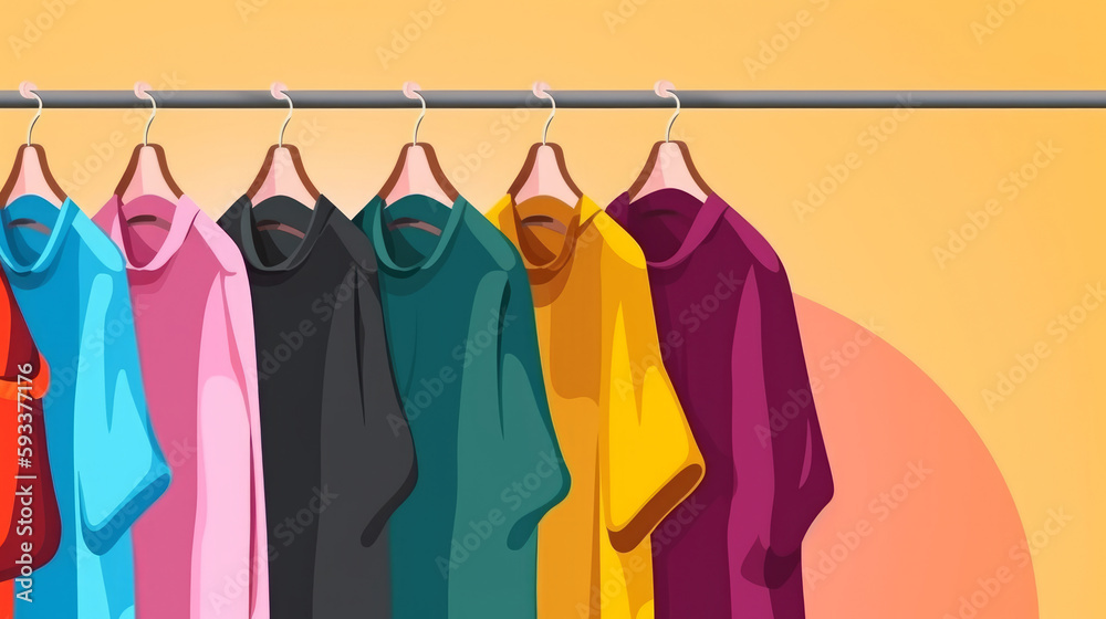 Clothes hang on hangers  Illustration AI Generative.