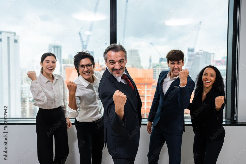 Portrait group of businessman and woman people stand with confidence. 