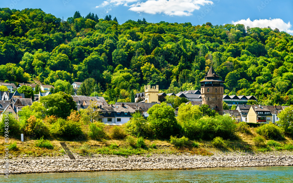 Medieval towers in Oberwesel on the Middle Rhine in Germany