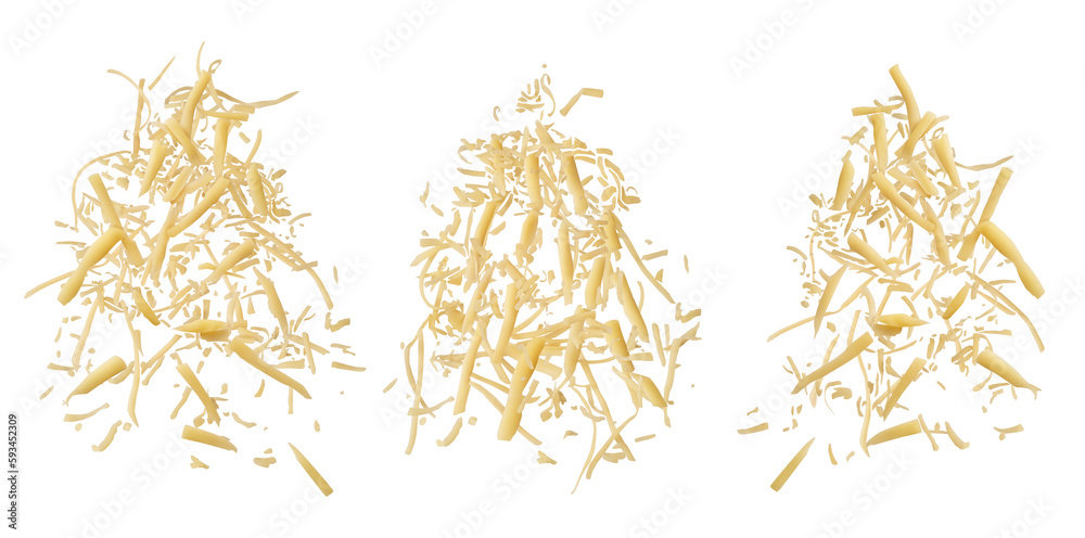 Cheese shavings on a white isolated background