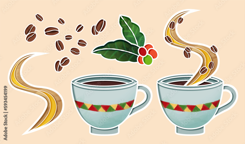 Coffee beans and cup element set