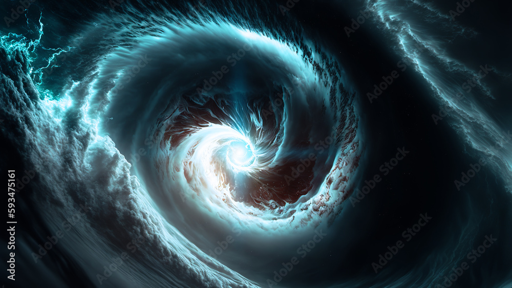 View of a cyclone eye from space. Giant hurricane background. Generative ai