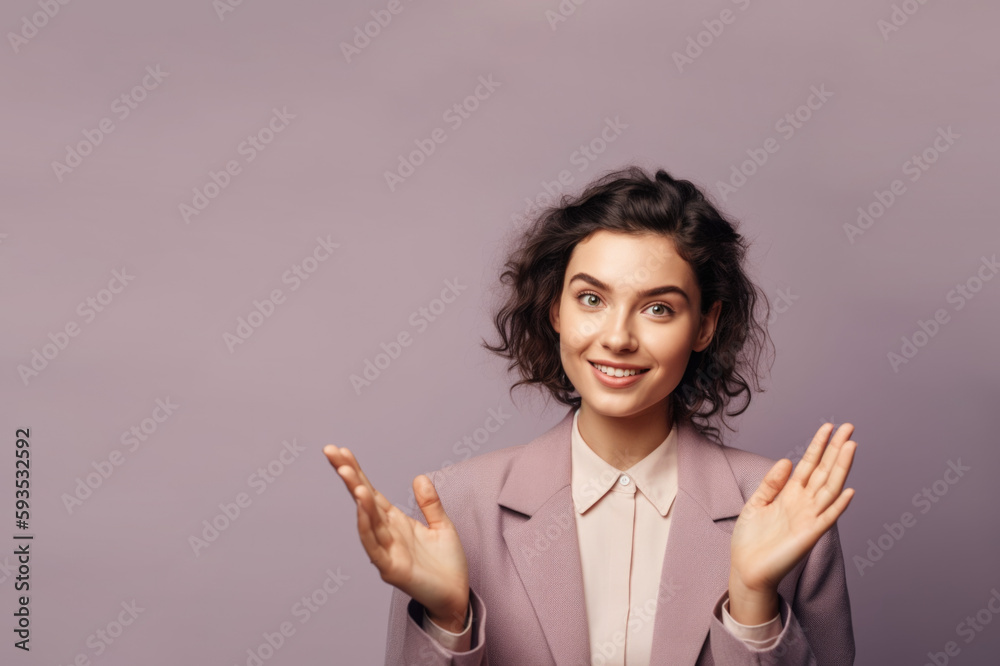 Leading with Confidence and Communicating with Impact: Businesswoman presenting and gesturing with h