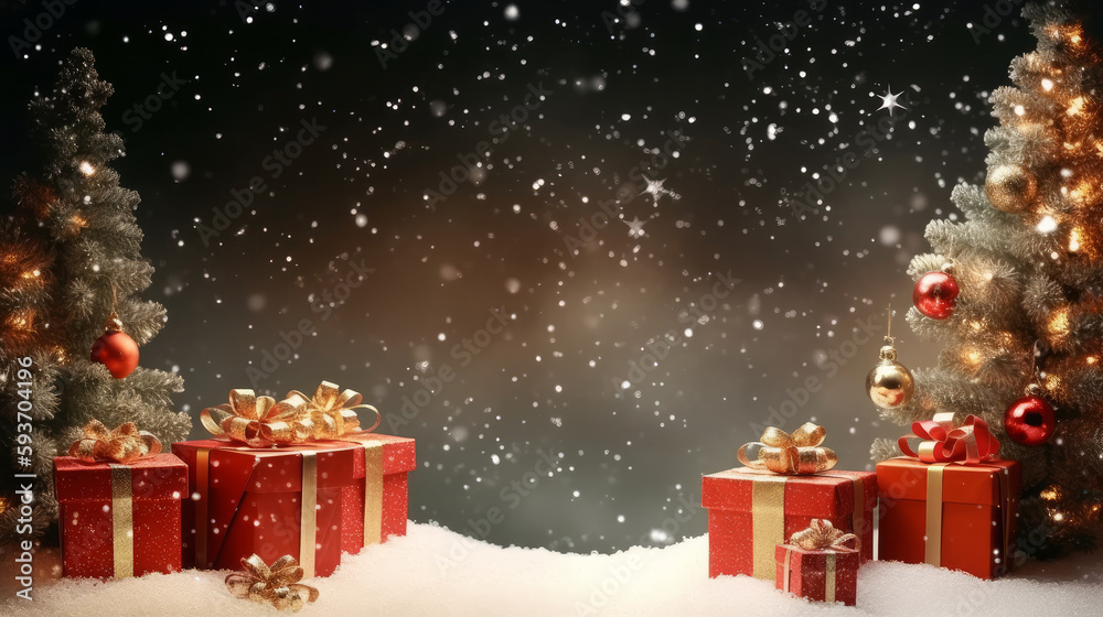 Merry Christmas Holiday Background. Illustration AI Generative.