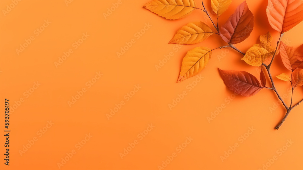 Autumn background with falling leaves. Illustration AI Generative