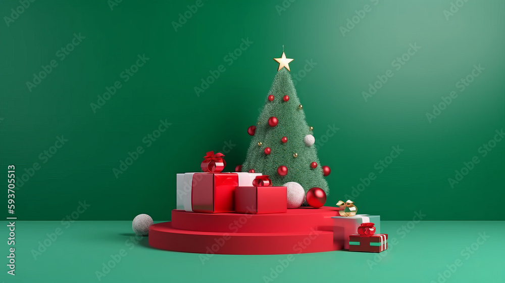 Merry Christmas Holiday Background. Illustration AI Generative.