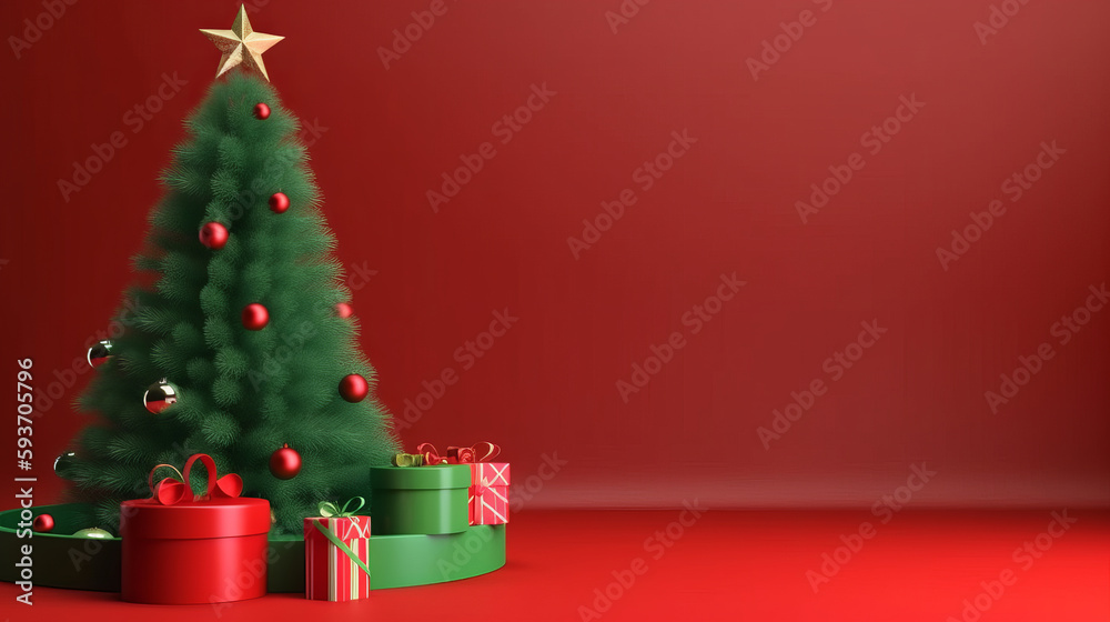 Merry Christmas Holiday Background. Illustration AI Generative.