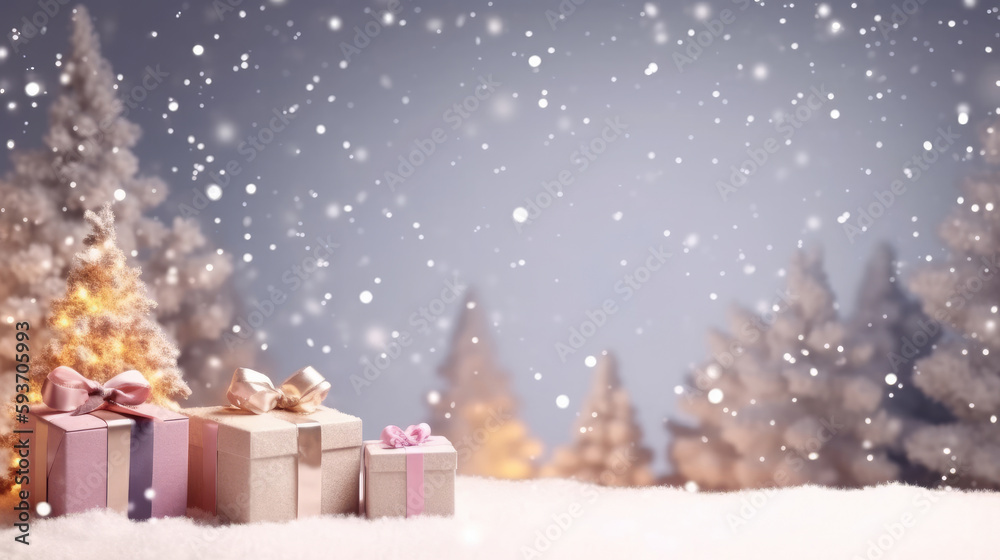 Merry Christmas Holiday Background. Illustration AI Generative.