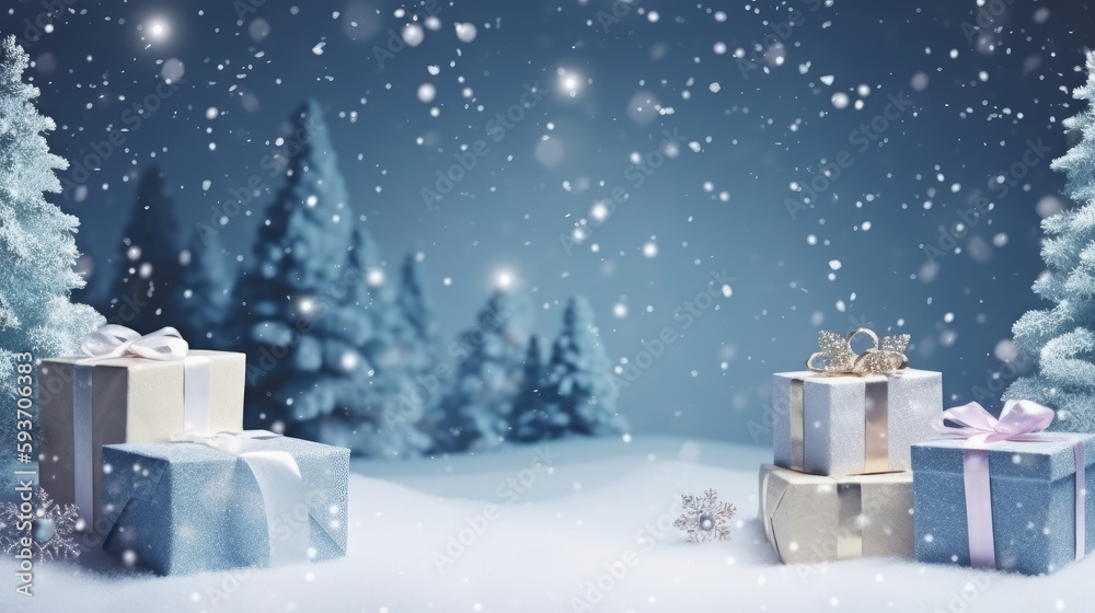 Merry Christmas Holiday Background. Illustration AI Generative.