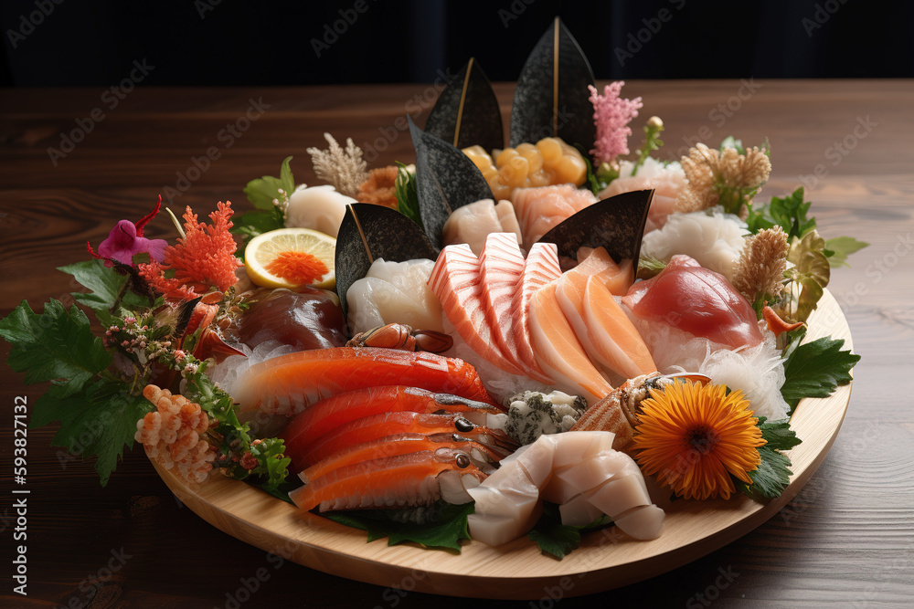 Sashimi on the plate, japanese food.