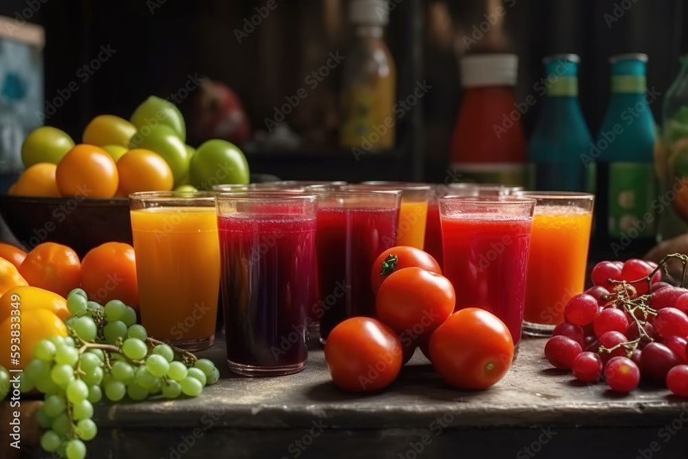 Fresh fruits and freshly squeezed juice from milk tea shops