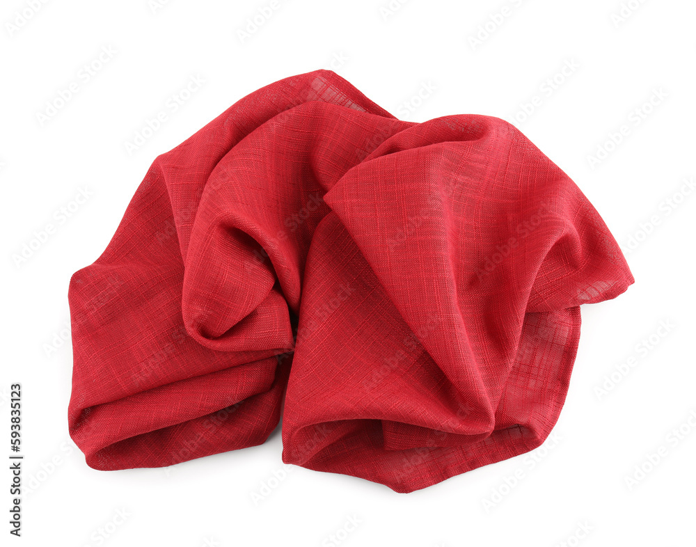 Red napkin isolated on white background