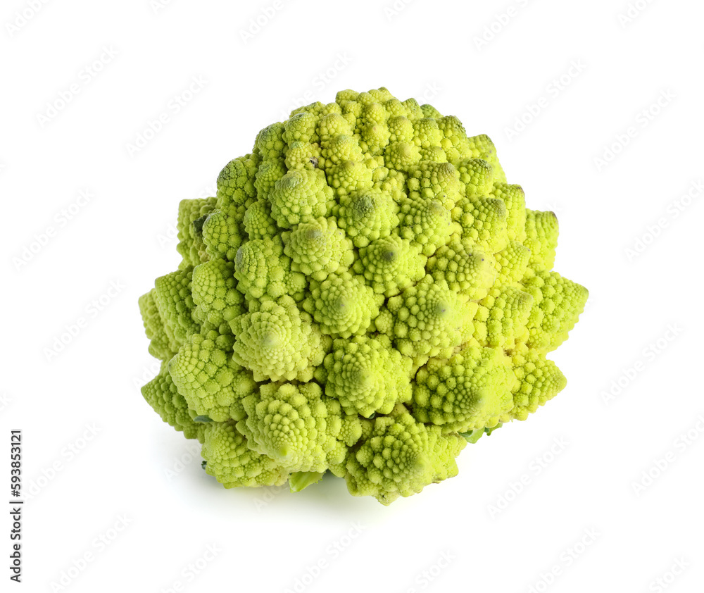 Romanesco cabbage on white background