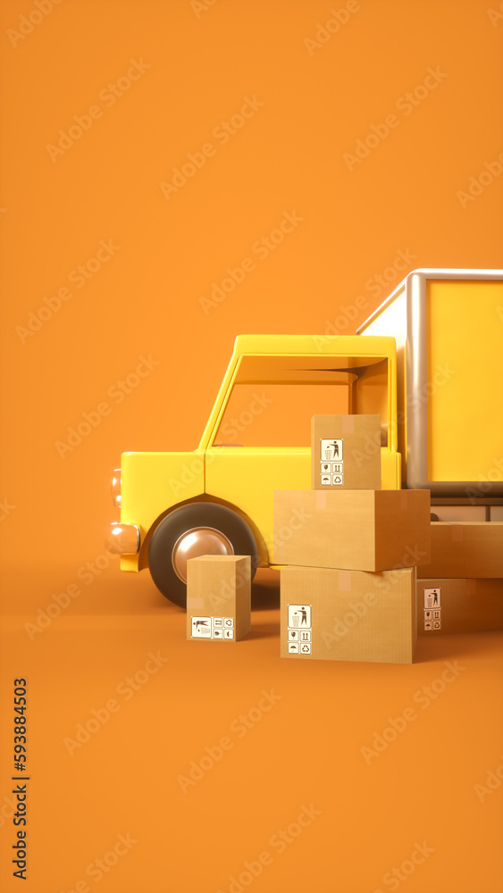 Delivery truck and boxes