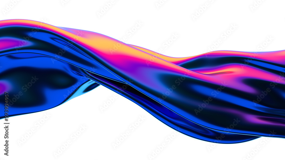 Abstract iridescent shape, 3d render