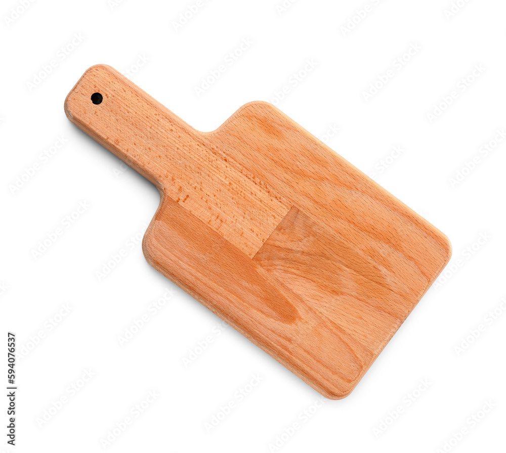 Wooden kitchen board isolated on white background