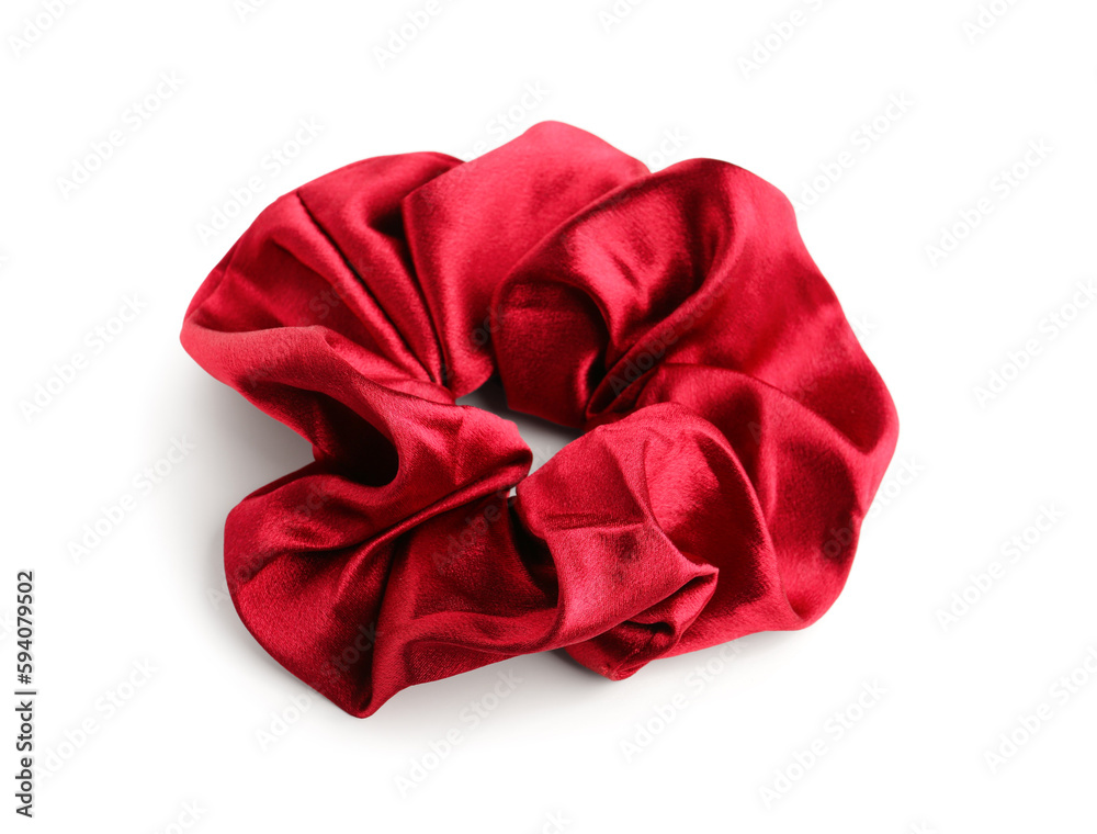 Red scrunchy isolated on white background