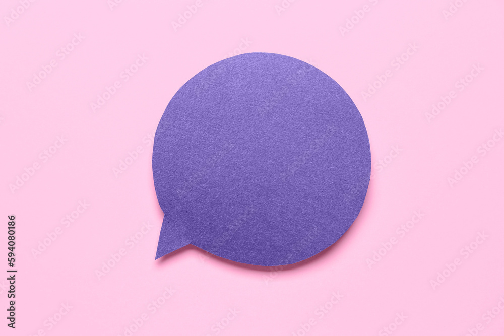 Blank paper speech bubble on pink background