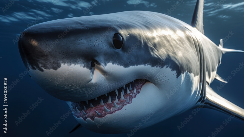 Great white shark. Illustration AI Generative.