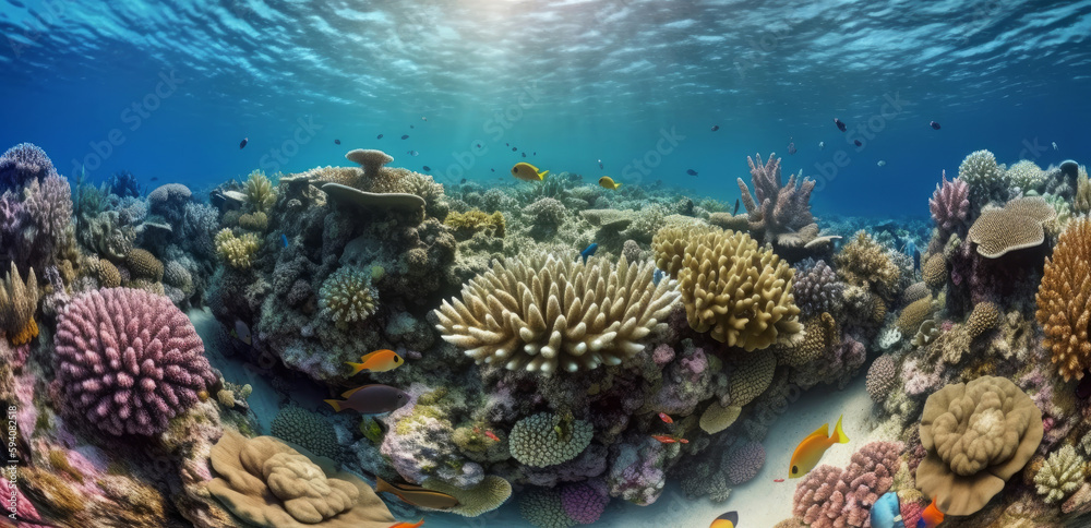 Beautiful sea reef background. Illustration Generative AI.