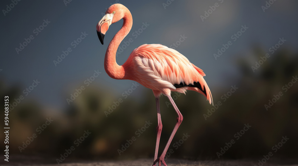 Pink flamingo. Illustration AI Generative.