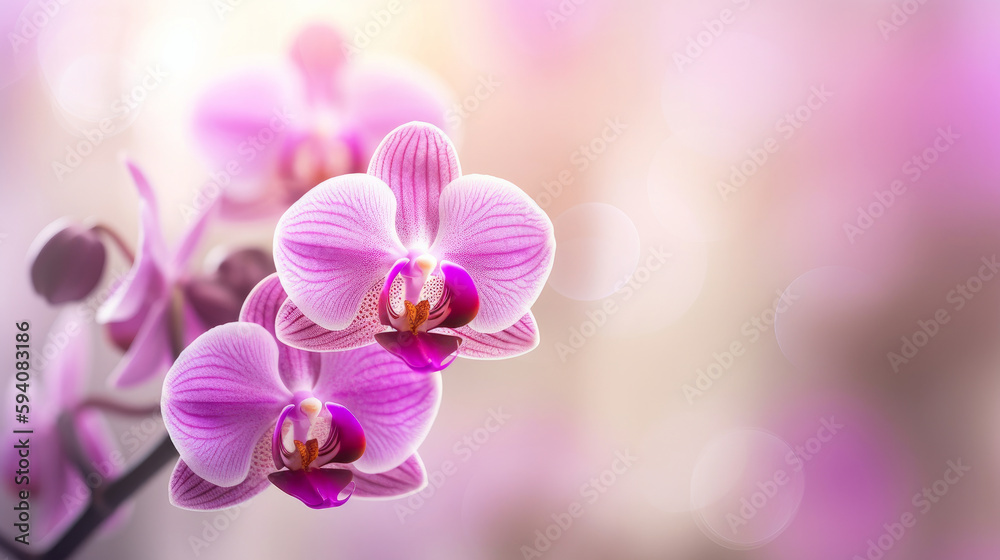 Pink orchid natural background. Illustration AI Generative.