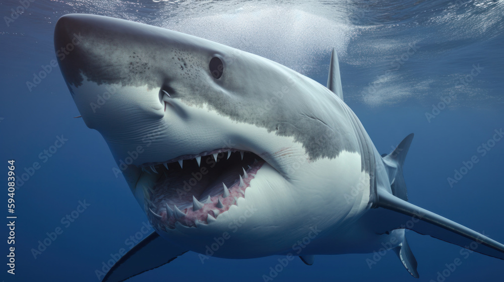 Great white shark. Illustration AI Generative.