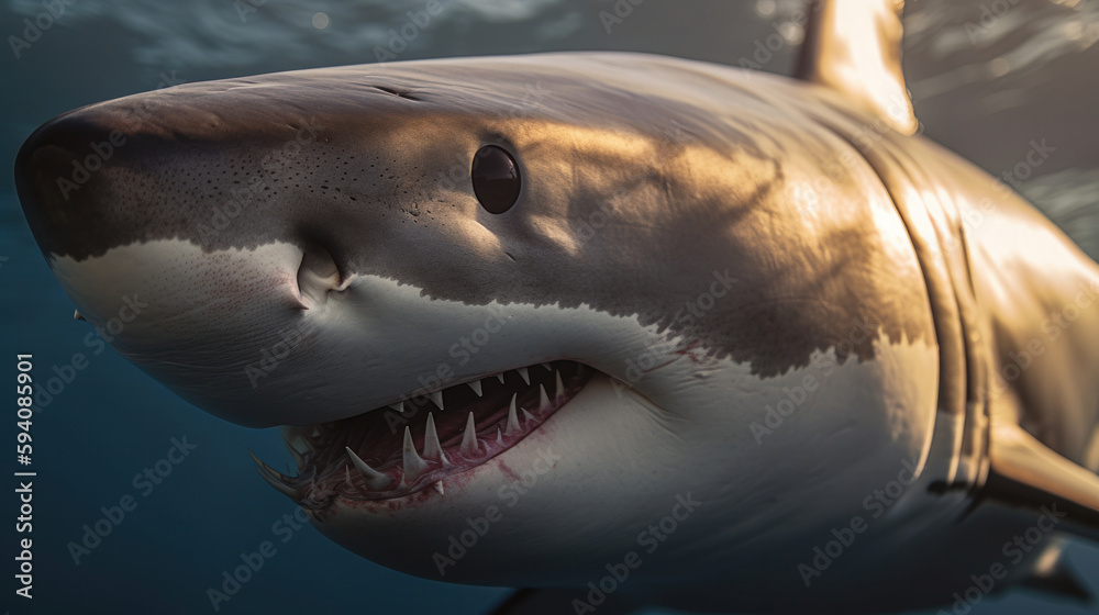 Great white shark. Illustration AI Generative.