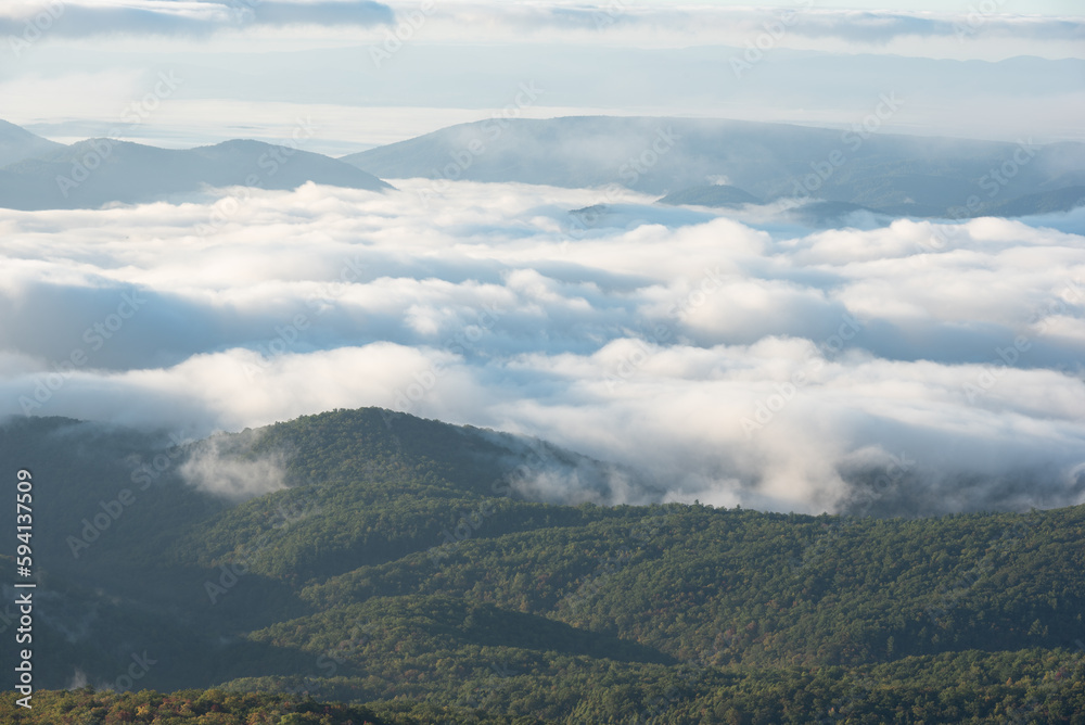 Scenic view from Rough Ridge Lookout , Blue Ridge Parkway, North Carolina, USA.