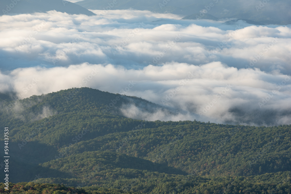 Scenic view from Rough Ridge Lookout , Blue Ridge Parkway, North Carolina, USA.