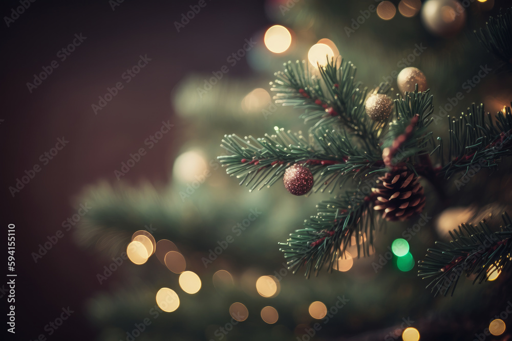 Christmas tree background. Illustration AI Generative.