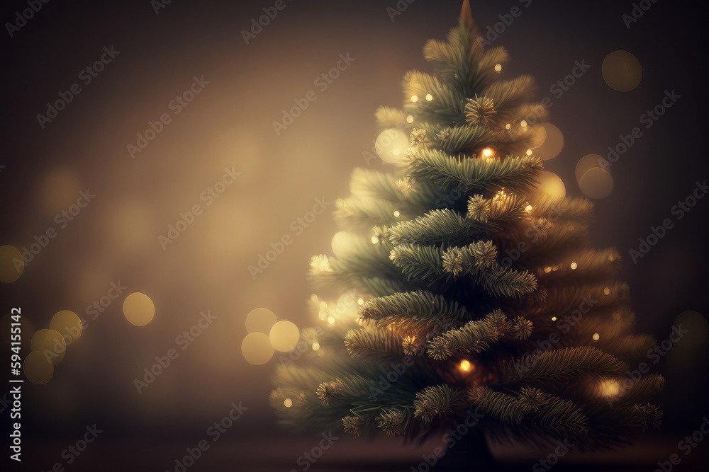 Christmas tree background. Illustration AI Generative.