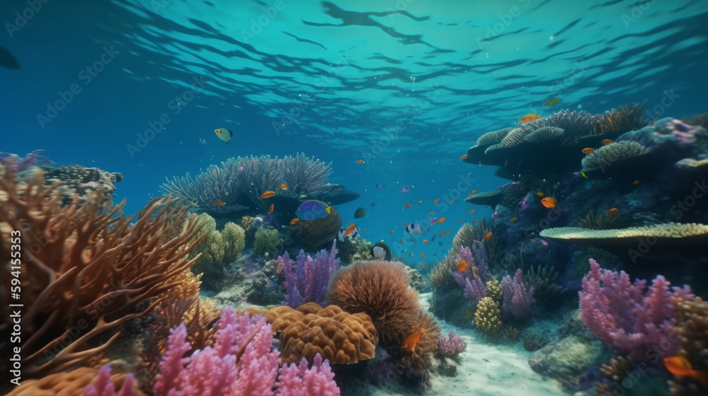 Beautiful sea reef background. Illustration Generative AI.