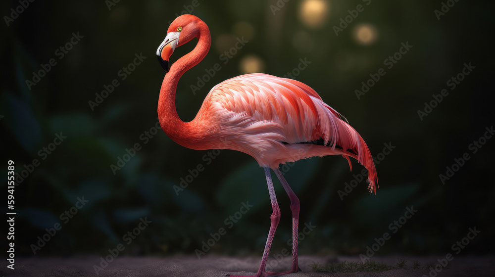 Pink flamingo. Illustration AI Generative.