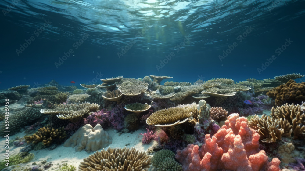 Beautiful sea reef background. Illustration Generative AI.