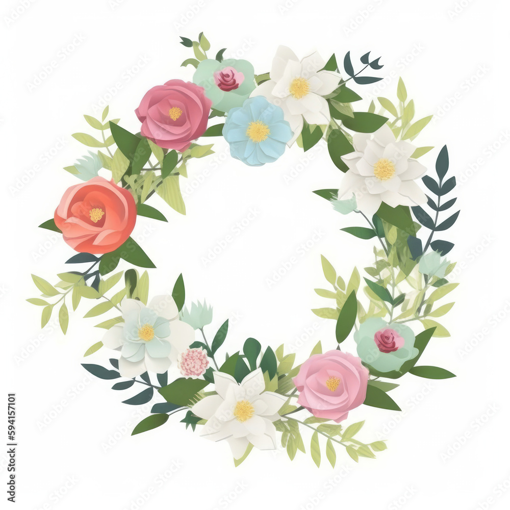 Floral frame. Illustration AI Generative.