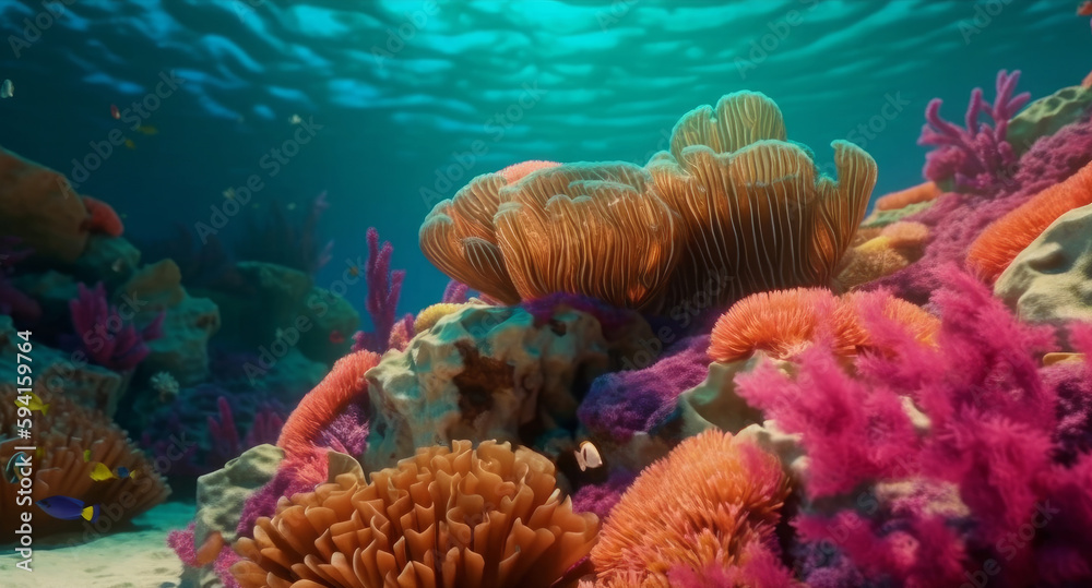 Beautiful sea reef background. Illustration Generative AI.