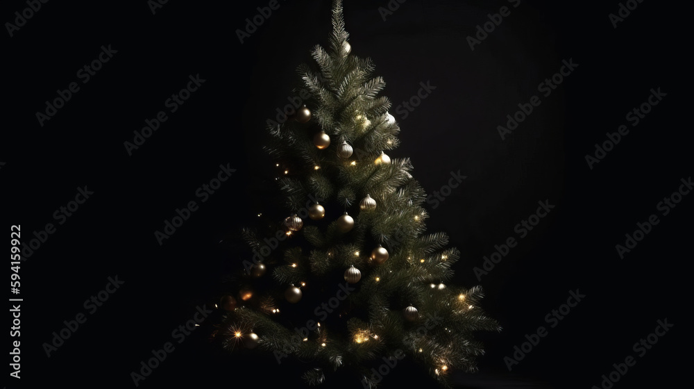 Christmas tree background. Illustration AI Generative.