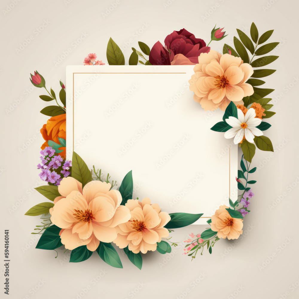 Floral frame. Illustration AI Generative.